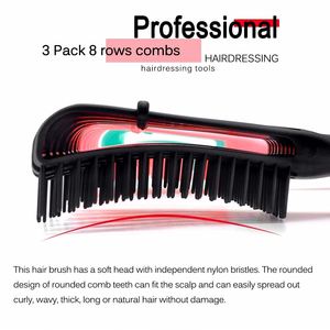 Brosse démêlante professionnelle antistatique pliable en plastique avec logo personnalisé, 8 rangées, 3a~4c, pour cheveux bouclés - Product Image 4