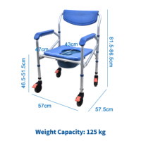 Silla de Inodoro Ajustable de Aluminio con Ruedas, Inodoro Portátil para Personas Mayores y con Discapacidad, para Transferencia en el Baño y la Ducha