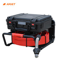 Caméra d'inspection de canalisation AMJET avec objectif rotatif à 360 degrés, caméra d'inspection de canalisation de 100 m pour détecter l'emplacement des blocages de canalisation