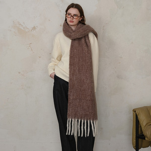 Bufanda de Lana de Color Sólido, Gruesa y Suave, para Invierno, Chal Pashmina para Mujer, Accesorios - Product Image 1