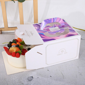 Caixa de Bolo de Aniversário Ecológica e Durável, Design para Lembrancinhas de Casamento, Embalagem Quadrada para Caixa de Bolo de 6, <span class=keywords><strong>8</strong></span> e 10 Polegadas com Janela - Product Image 2