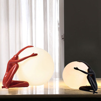 TOGETHER Fasion Antique Design Led Verre Lampe De Bureau De Chevet Art Humain Noir Résine Étude Moderne Nordique Lampe De Table pour Chevet