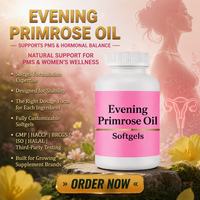 Gélules d'huile d'onagre personnalisées, fabricant OEM, 1300 mg, pressées à froid, GLA naturel, cohosh noir, marque privée