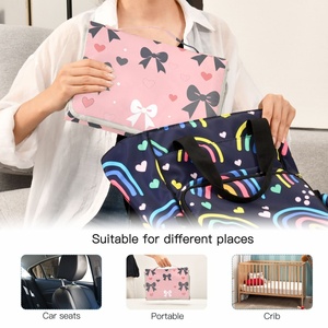 Nuevo Tapete Impermeable para Cambiar Pañales con Lazos Rosas Personalizados, Bolsa Portátil Plegable para Cambiar Pañales para Viajes - Product Image 4