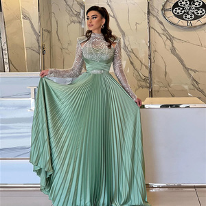strapless open back dress Mint Green Satin Long Gown With Embellished Sequin Bustier And Knot Wa main image 1