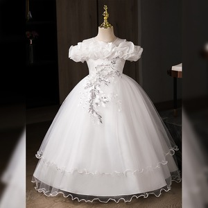 Vestido Largo de Princesa Estilo Gala con Hombros Descubiertos y Encaje <span class=keywords><strong>para</strong></span> <span class=keywords><strong>Niñas</strong></span> <span class=keywords><strong>para</strong></span> Boda Fiesta de Cumpleaños y Presentación con Capas en Stock - Product Image 3