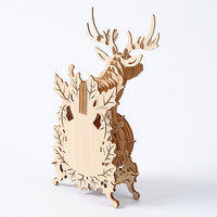 Puzzles 3D de Madera para Adultos al por Mayor, Reloj de Escritorio con Diseño de Ciervo, Regalo de Inauguración para Amantes de la Naturaleza