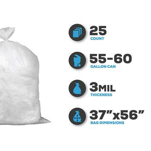 Bolsas de Basura para Contratistas, 55-60 Galones, 3.0 Mil, Transparentes, Resistentes, 37.5x56.6 Pulgadas (Paquete de 25) - Product Image 2