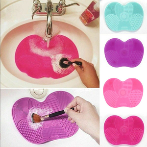 <b>Silicone</b> Foundation Makeup Brush Scrubber Board Makeup Brush Cleaner Pad Apple Shape Washing Cleaning Mat Cleaner <b>Tool</b> - Product Image 3