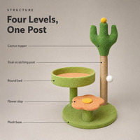 Arbre à chat Cactus avec poteau à gratter en sisal 69 cm, style dessin animé, durable, pour usage intérieur, deux coloris, emballé en carton