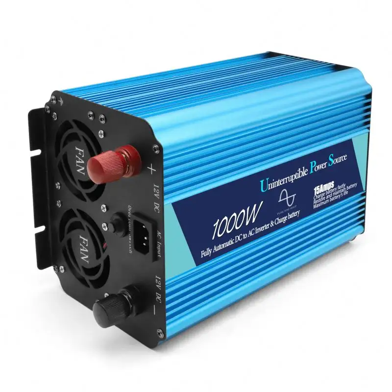 12V bis 220V reiner Sinus-Wechsel richter mit Ladegerät USV-Wechsel richter DC/AC 1000W Wechselrichter-Ladegerät