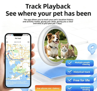 Traceur GPS pour animaux de compagnie (chiens et chats) - Localisateur intelligent anti-perte - Étanche - Matériau ABS - Modèle F8 - Compatible iOS/Android