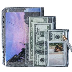 Pochette transparente pour documents et argent, organiseur de budget à 6 anneaux avec fermeture éclair pour classement - Product Image 1