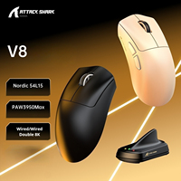 Mouse Gaming Nirkabel Ringan Attack Shark V8 Sensor Optik PAW3950 Tiga Mode 8K Isi Ulang USB Tipe C