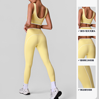 Conjunto de yoga personalizado para mujer con diseño de bloques de color, conjunto deportivo para fitness, entrenamiento, correr, con sujetador de espalda hermosa