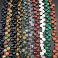 Perles en pierres précieuses naturelles, forme goutte, percées sur le dessus, Agate, Howlite, Aventurine, Turquoise, Opalite, pour la fabrication de colliers