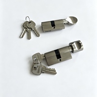 Cylindre de serrure de porte WC en laiton profil européen avec bouton rotatif sans clé, finition nickel satiné