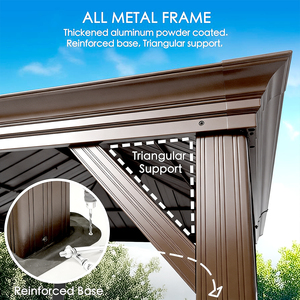 Gazebo en métal à double toit de qualité supérieure, structure en aluminium 6063 robuste, prix d'usine avec moustiquaire - Product Image 3
