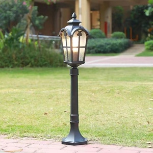 Outdoor Garden <b>Light</b> Post <b>LED</b> Iron Pole Glass Shade 2700K Warm White IP66 AC Powered <b>Motion</b> <b>Sensor</b> Dimmable 10-Year Warranty - Product Image 3