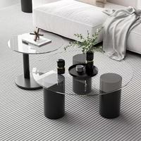 Table basse en verre, style luxe léger et simple, ronde, minimaliste, avec structure en acier nordique, table d'appoint pour salon