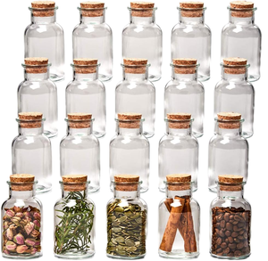 Wholesale 5 Oz Round Clear Glass <b>Spice</b> <b>Jar</b> Cork Lid Reusable Storage Container for Kitchen Environmental Friendly Party Favors - Product Image 1