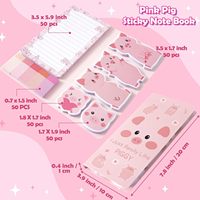 Bloc-notes autocollant cochon rose, ensemble de blocs-notes mignons kawaii, notes en forme de cochon, papeterie scolaire et de bureau pour enfants, cadeau