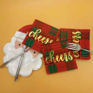 Serviettes en <span class=keywords><strong>papier</strong></span> <span class=keywords><strong>rouge</strong></span> 3 plis imprimées sur mesure en gros Nouveau design de serviettes de Noël spéciales pour le dîner Sac de serviettes à la mode - Product Image 2