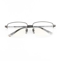 Montures de lunettes optiques en titane noir demi-cerclées pour hommes et femmes, style mode, avec logo personnalisable, fabriquées en Chine