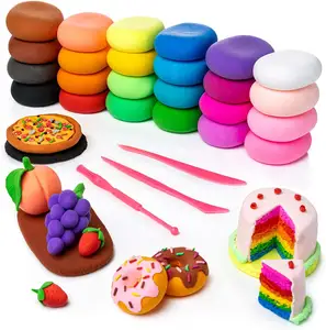 Cadeau créatif pour enfants 24 couleurs d'argile sèche à l'air non toxique Kit de pâte à modeler magique ultra légère avec outils