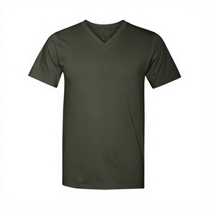 T-shirts décontractés coupe classique OEM ODM pour hommes, col en V, en coton, respirants, légers, pour l'été - Product Image 1