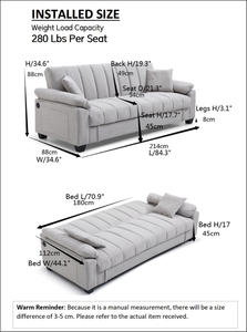 Canapé-lit convertible en tissu velours avec rangement et port de charge USB pour salon, appartement, chambre à coucher, bureau - Product Image 4