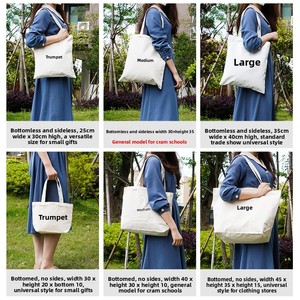 กระเป๋าผ้าแคนวาสแบบเปล่าสำหรับงาน DIY วาดลายกราฟฟิตี  ขายส่งจากโรงงาน  แบบถือหรือสะพายไหล่เดียว สี<span class=keywords><strong>ขาว</strong></span>  รับทำโลโก้  รุ่น 002 - Product Image 2