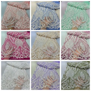 Tessuti in Pizzo con Paillettes e Perline di Alta Qualità Nigeriana, Delicato Pizzo per Abiti <span class=keywords><strong>da</strong></span> <span class=keywords><strong>Sposa</strong></span> e <span class=keywords><strong>da</strong></span> Cerimonia - Product Image 4