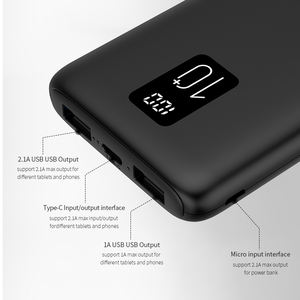 Pacco di alimentazione portatile all'ingrosso <span class=keywords><strong>batteria</strong></span> ai polimeri di litio LCD digitale per <span class=keywords><strong>Smartphone</strong></span> caricabatterie fabbrica 10000mAh Power Bank - Product Image 5