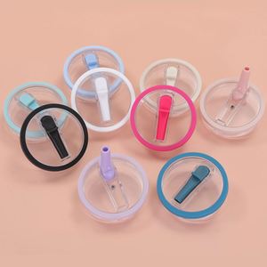 40oz Tumbler Colorful Lid Thickened Silicone <b>Straw</b> Lid <b>Plastic</b> Replacement Cover for Ice Tumbler <b>Drinking</b> Cup Accessories - Product Image 1
