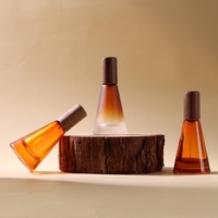 Nouveau produit – Flacon de parfum à pulvérisation fine de 15 ml avec couvercle en bois de bambou à fond épais, dégradé givré couleur thé, pour huiles essentielles