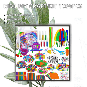 <span class=keywords><strong>Kit</strong></span> de fournitures d'artisanat DIY pour enfants, 1000 pièces, matériel en papier, feutre coloré, paillettes, <span class=keywords><strong>pompons</strong></span>, plumes, boutons, cure-pipes pour l'artisanat - Product Image 3