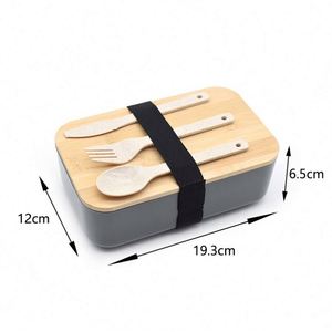 Wholesale School <b>Lunch</b> Box <b>Set</b> Plastic Bento <b>Lunch</b> Box with Bamboo Lid - Product Image 4