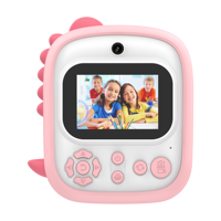Cámara de Impresión Instantánea con Diseño de Dinosaurio para Niños, Batería de 800 mAh, Almacenamiento Expandible de 32 GB, Juguete de Impresión y Fotografía, Regalo de Cumpleaños