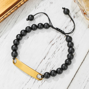 Stainless Steel Beaded Adjustable <b>Bracelet</b> Natural Frosted Stone Hand-Woven <b>Rope</b> Unisex Fashion Jewelry - Product Image 3