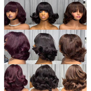 Promoción $42 Letsfly 12A Pelucas de Encaje 1x3 con Flequillo, 12 Pulgadas, 99J, Cabello Humano Natural, Venta al por Mayor, Cabello Virgen - Product Image 4