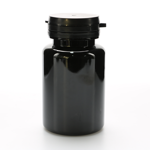 Botellas de cápsulas de plástico 100mL Botella de píldora de mascota negra mate con tapa negra Crc - Product Image 4