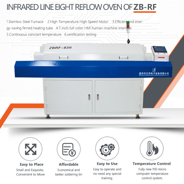 ZB830RF High Precision 8 Zone Reflow Soldering Machine for Advanced SMT PCB Assembly Line