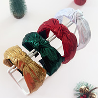Bandeau turban à nœud croisé, bandeaux larges à paillettes métalliques, accessoires de cheveux en tissu noué pour Noël et les fêtes