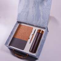 Coffret Cadeau d'Affaires de Luxe Écologique : Carnet en Liège, Stylo Bille en Liège, Couvercle Effet Bois, Tasse Thermos en Acier Inoxydable 304 – Idéal pour Entreprises