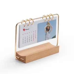 木製カレンダーテーブルシンプルデスクトップカレンダーロゴカスタム