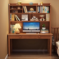 Escritorio de Estudio Ergonómico de Madera Maciza con Estantería Integrada para Adolescentes, Dormitorio, Oficina en Casa