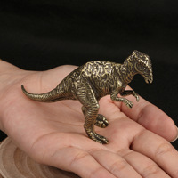 Métal artisanat simulation double couronne dragon ornements dinosaure bronze statue maison collection