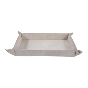 Vassoio in camoscio con dettagli in pelo di animali, rettangolare, centrotavola decorativo per tavolino da caffè, camera da letto o mobile da bagno - Product Image 1