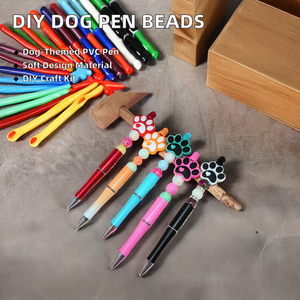 ปากกาลูกปัดหลากสีแบบ DIY ยอดนิยมปากกาลูกลื่นพิมพ์ลายอุ้งเท้าลูกปัดซิลิโคนปากกาแบบทำมือ - Product Image 3